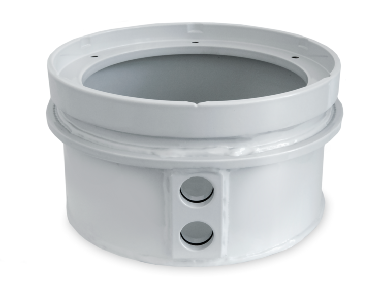 Seitenansicht des Trafotopfsystem PS 100/3 von Schmid Metallbearbeitung